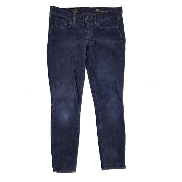 J. Crew Factory Denim - J. Crew Toothpick Stretch Blue Corduroy Ankle Pants Women's‎ Size 26x28